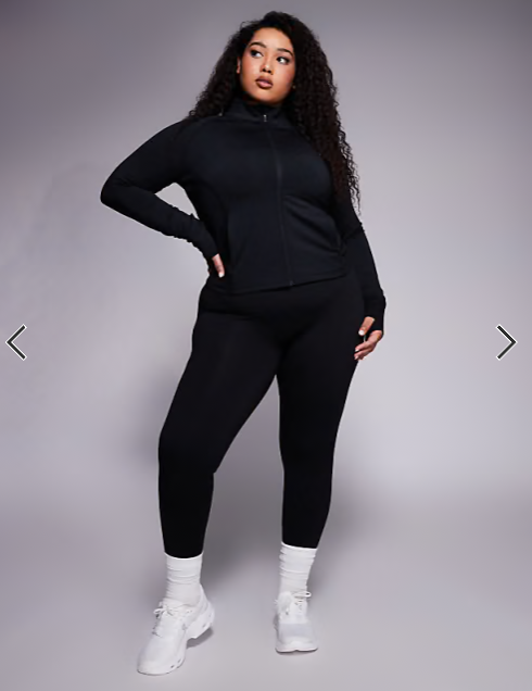 4505 Curve Icon sculpting zip up long sleeve jacket in black