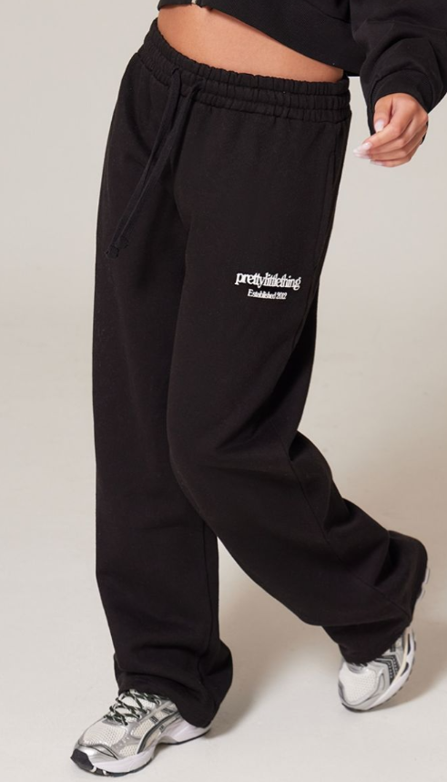 Plt -  Black Premium Print Wide Leg Joggers