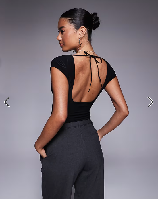 Fashionkilla slinky double layered cap sleeve top in black