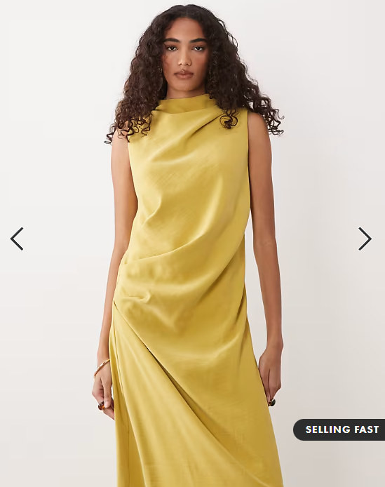 Asos - tall column slouchy hip maxi dress in green
