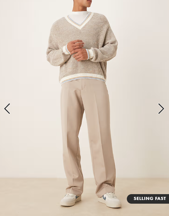 ASOS DESIGN smart wide leg trousers in stone