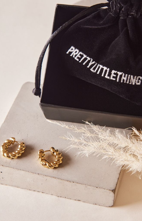 Gold Plated Twisted Mini Hoop Earrings