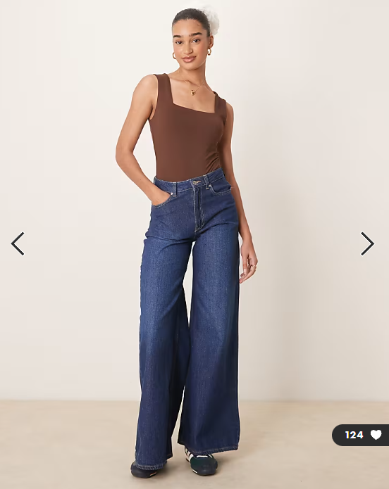 New Look square neck bodysuit in brown