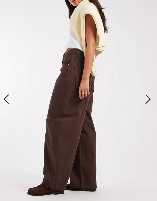 ONLY Taylor high waist barrel jeans in dark brown denim