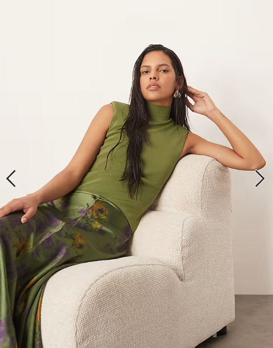 ARRANGE knit drop waist midi dress with satin skirt in inky floral