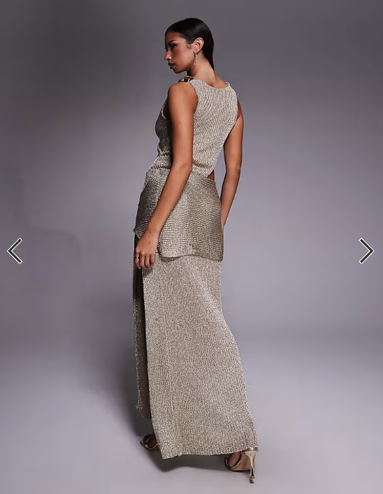 JLUXLABEL Hazel metallic knit wrap skirt in gold - part of a set