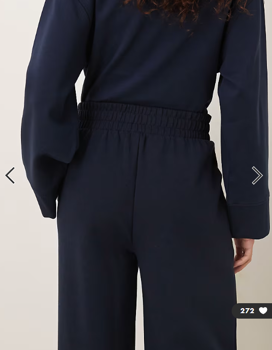 ASOS DESIGN interlock wide leg trouser in navy