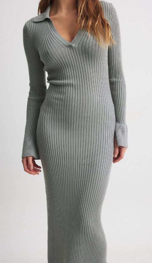 NA-KD - Rib Knitted Trumpet Sleeve Dress
