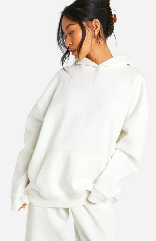 Boohoo - Dsgn Studio Embroidered Oversized Hoodie - ecru