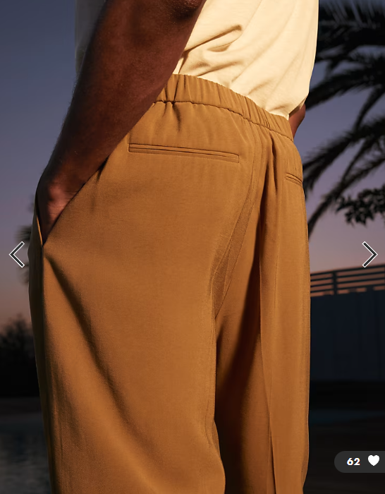 ASOS DESIGN smart wide leg trousers with front pleat in beige twill
