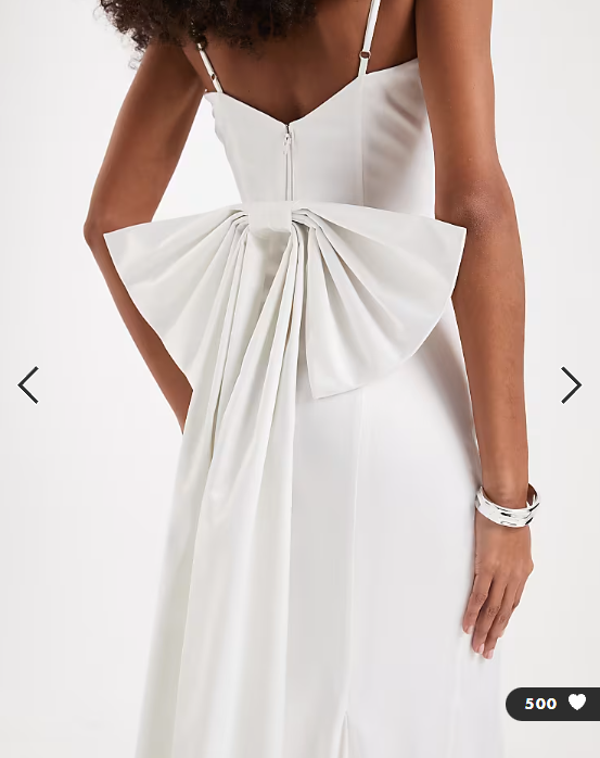 TFNC Bridal sweetheart neck satin maxi dress with chiffon hem and bow back in ivory