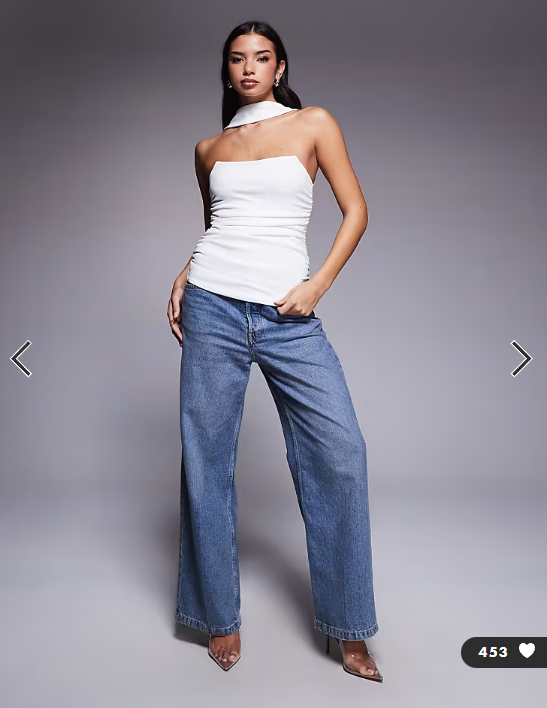 ASOS DESIGN longline structured bandeau top with scarf neck detail in ivory