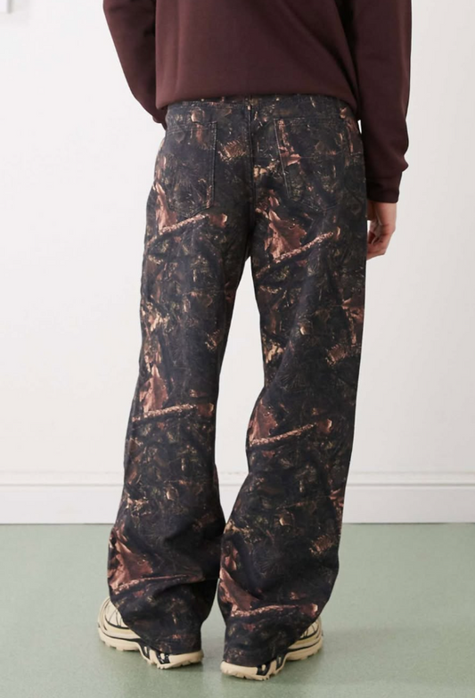 COLLUSION X002 baggy jeans in tree camo print