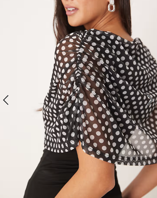 ASOS DESIGN polka dot mesh cape top in black