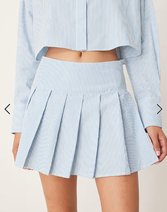 ASOS DESIGN tennis skirt co-ord in blue & white stripe