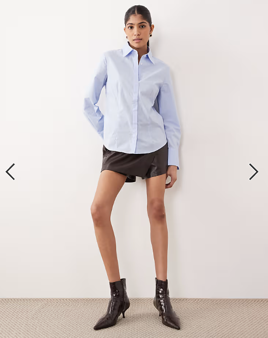 Mango cotton rich classic shirt in pale blue