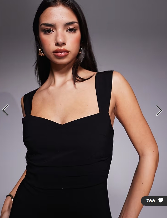 Vesper bengaline sweetheart neckline ruched front midaxi dress in black