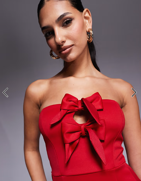 New Look bow detail bandeau mini dress in red