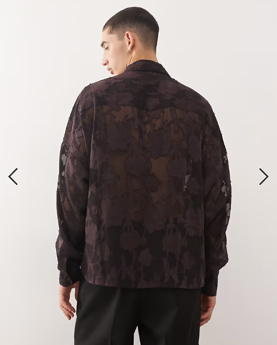 Reclaimed Vintage Limited Edition lace applique shirt in brown floral