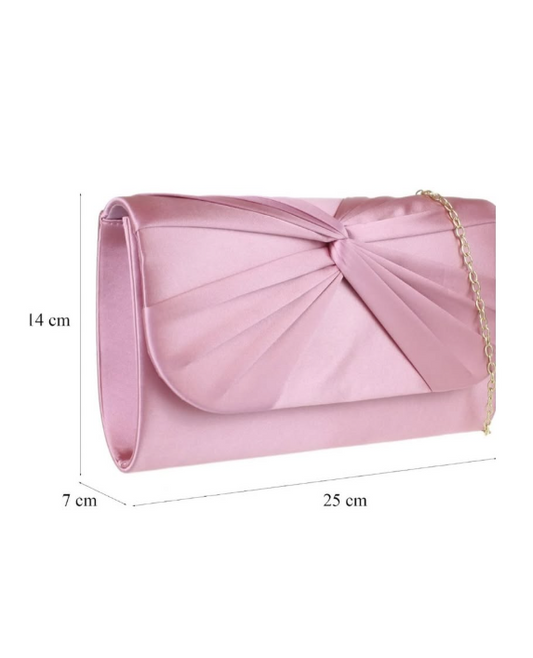 Koko H2806 Knot Front Satin Clutch Bag- Blush