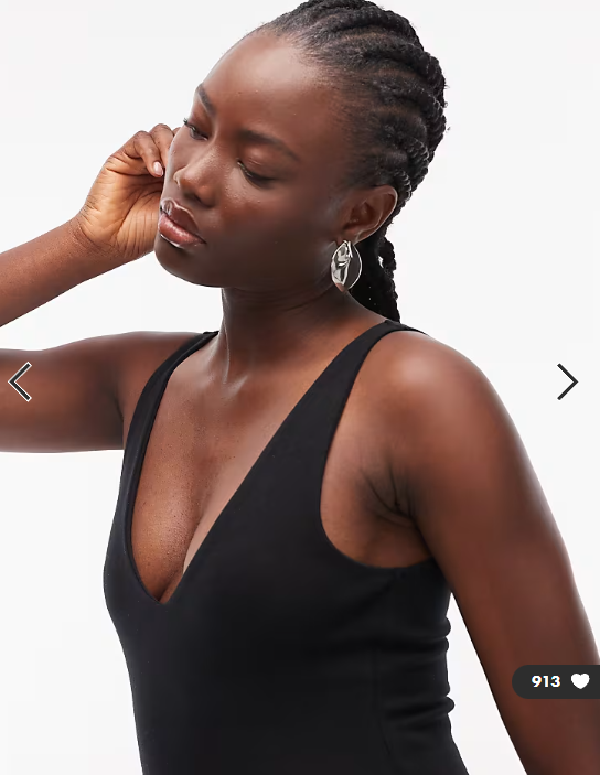 ASOS DESIGN compact cotton v neck bodysuit in black