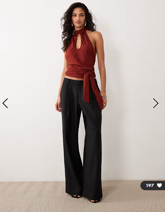 Motel Verbina keyhole halter tie waist top in fired brick