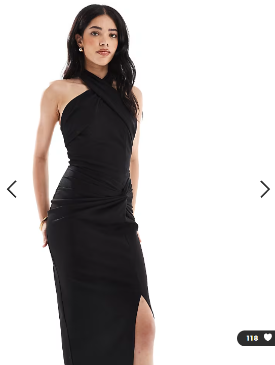 TFNC crepe halter neck maxi dress with thigh split in black