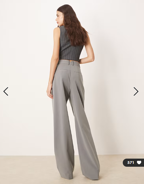ASOS DESIGN Tall tailored wide leg trousers with pleat detail in grey