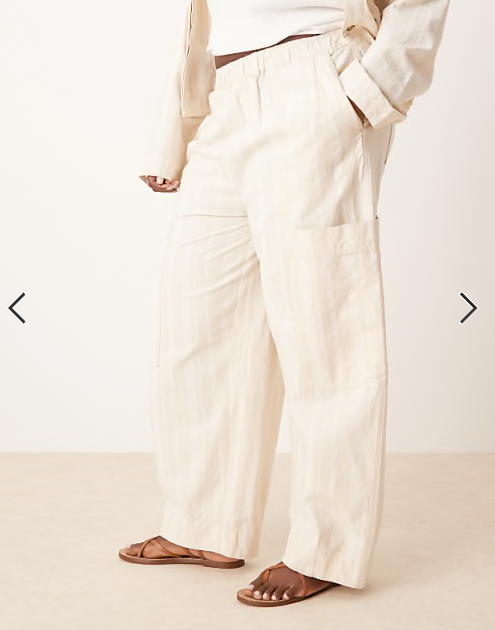 ASOS DESIGN Curve cotton barrel leg trousers