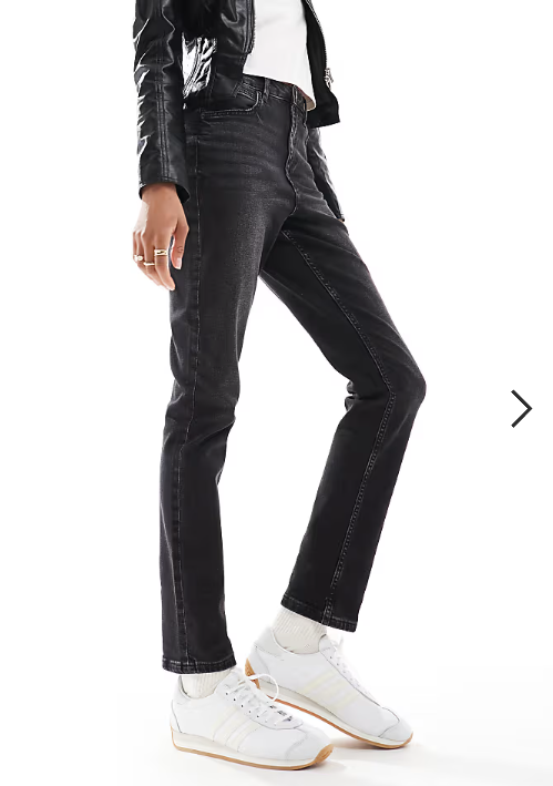 ASOS DESIGN Tall slim fit comfort mom jeans in washed black