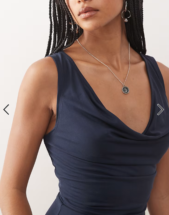Weekday drape plunge sleeveless top in off dark navy