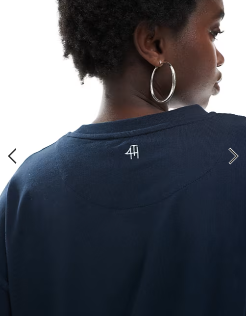 4th & Reckless embroidered script logo oversized t-shirt in navy