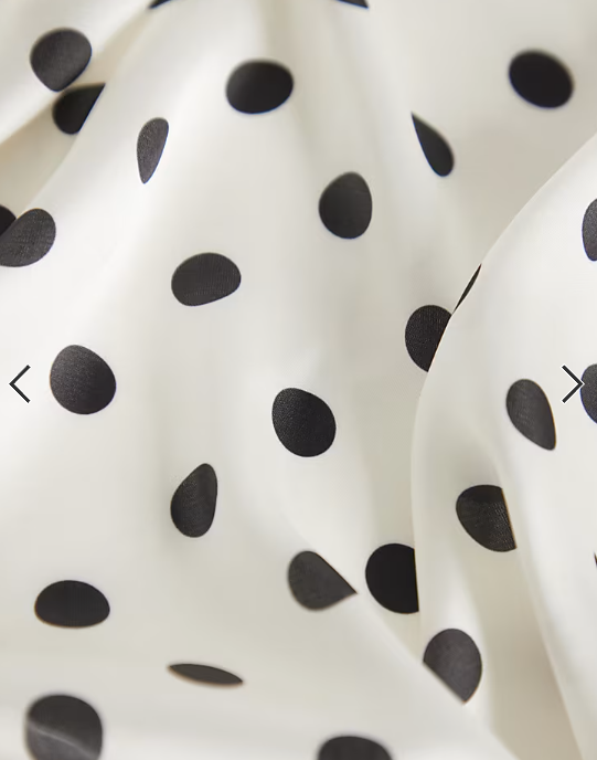 Kaiia exclusive satin scarf in cream and black polka dot