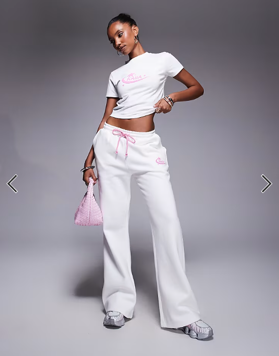 Kaiia cotton rich star logo back graphic baby tee in white and pink - part of a set