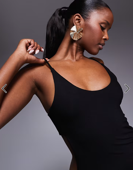 ASOS DESIGN notched twist back maxi dress with split in black