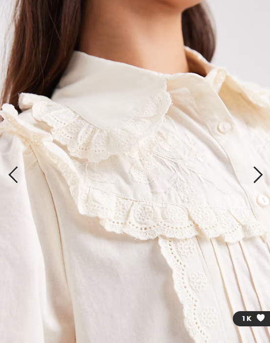 Miss Selfridge poplin embroidered shirt in cream