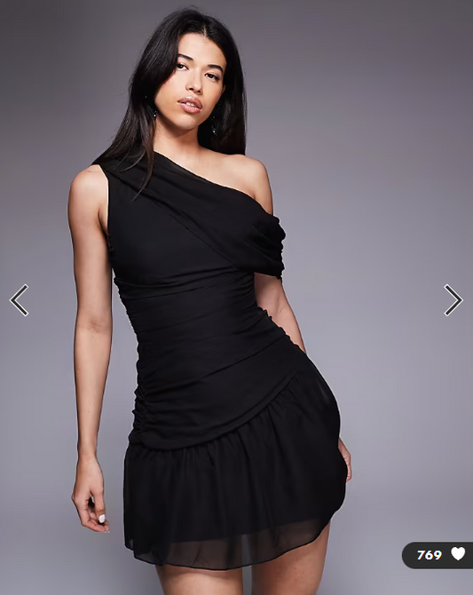 Fashionkilla exclusive chiffon off shoulder asymmetric hem gathered mini dress in black