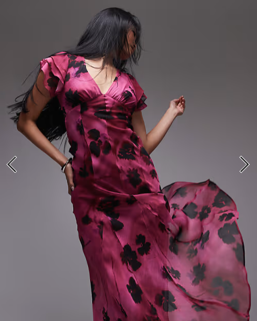 Topshop occasion lace up back maxi dress in pink based floral