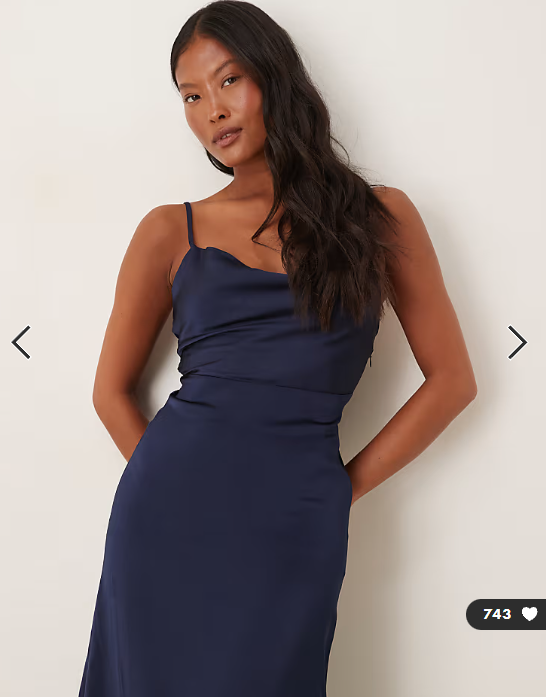 Vila Petite satin cowl neck cami maxi dress in navy