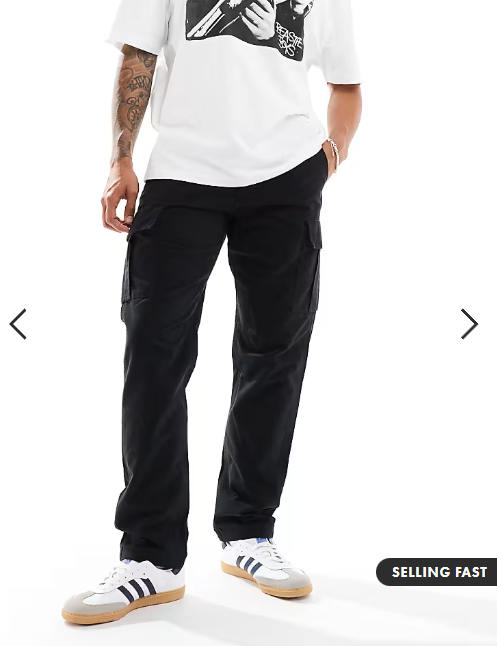 Jack & Jones loose fit cargo trouser in black