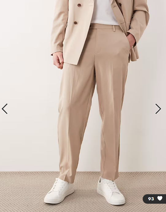ASOS DESIGN relaxed tapered suit trousers in beige fine twill