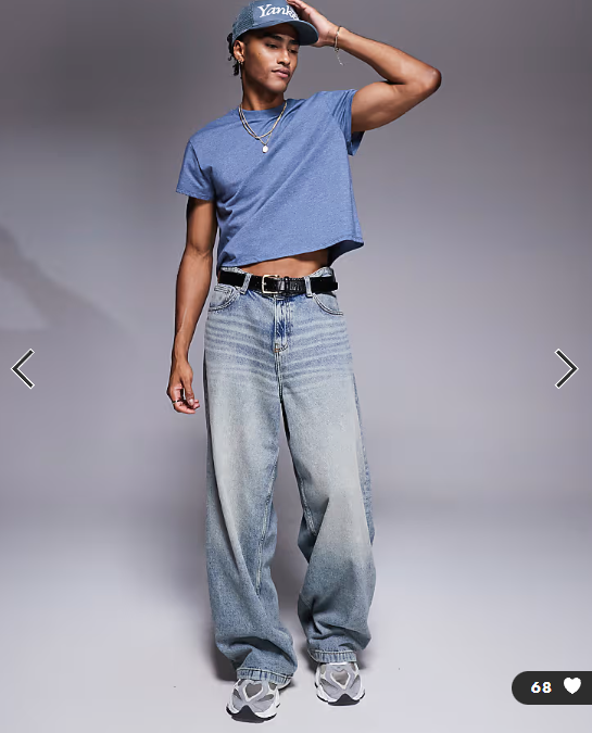 ASOS DESIGN crew neck boxy t-shirt in overdyed blue marl