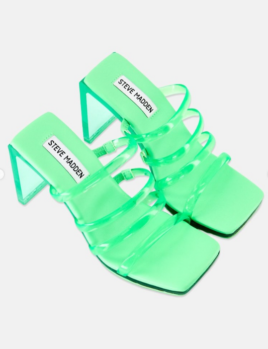 Steve Madden - Women Lucite Square Toe Slip On Sandals, Green