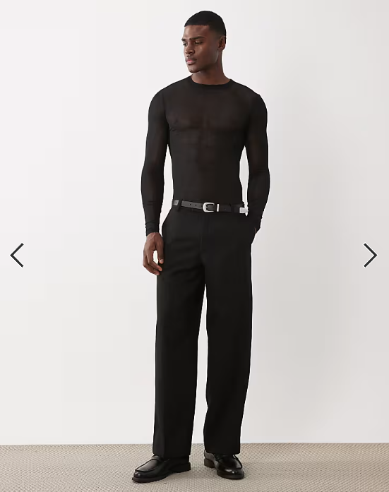 ASOS DESIGN muscle fit long sleeve t-shirt in black mesh