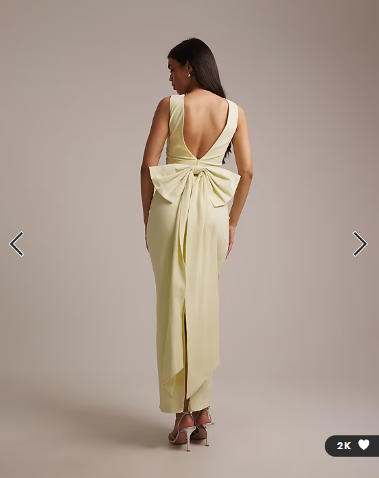 TFNC Bridesmaid bengaline maxi dress with detachable bow back in yellow