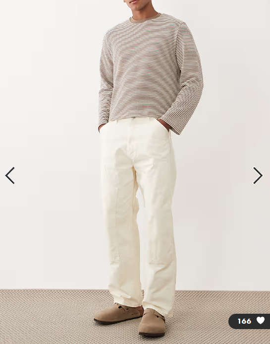 Jack & Jones Alex baggy carpenter trouser in cream