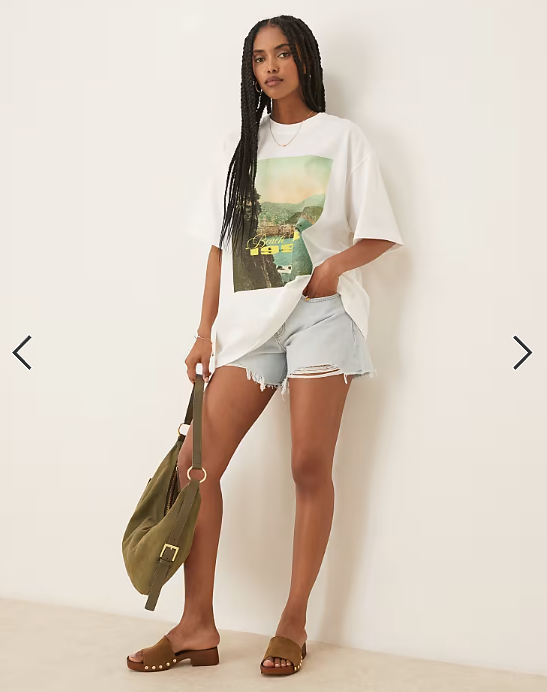 ASOS DESIGN oversized t-shirt with beach club graphic in white