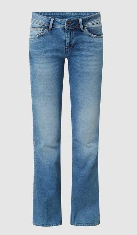 - Pepe Jeans - Flared cut jeans met stretch, model ‘New Pimlico’ in lichtblauw.