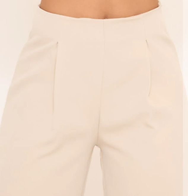 Mid Rise Wide Leg Trousers In Stone