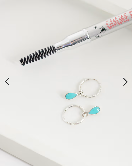 Kingsley Ryan turquoise teardrop charm hoops in sterling silver